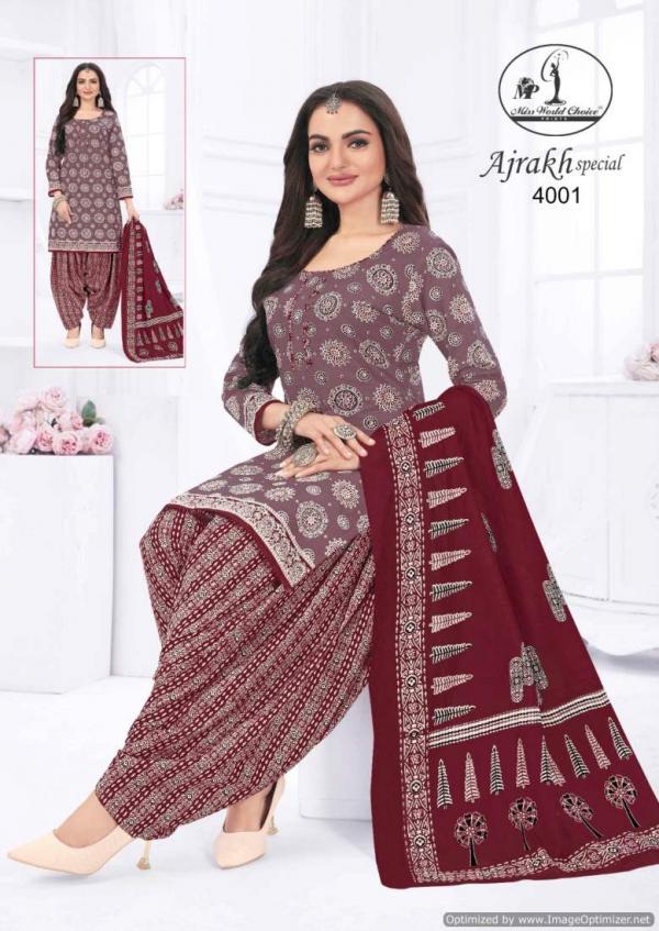 Miss World Ajrakh Vol 4 Printed Cotton Dress Material Collection